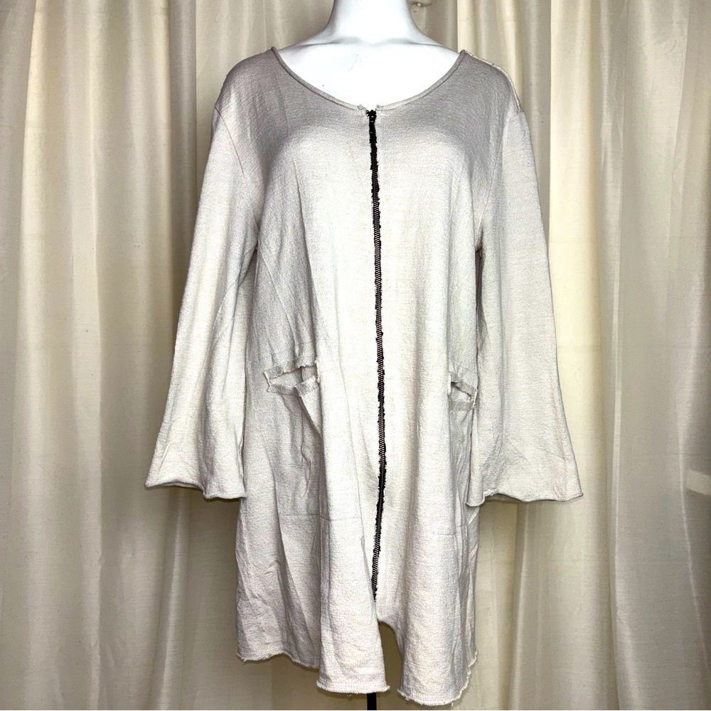 Kedziorek Raw Edge Trim Designer Natural Zipper Dress
